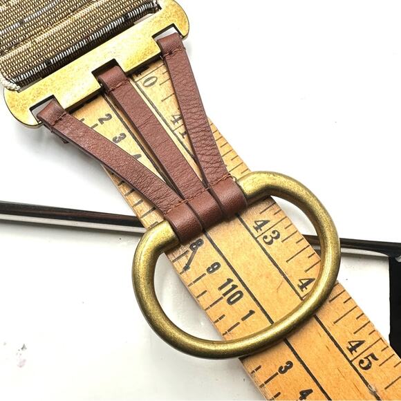 VINTAGE leather & elastic belt women\'s brass buckle/hook - SIZE SMALL main image 10